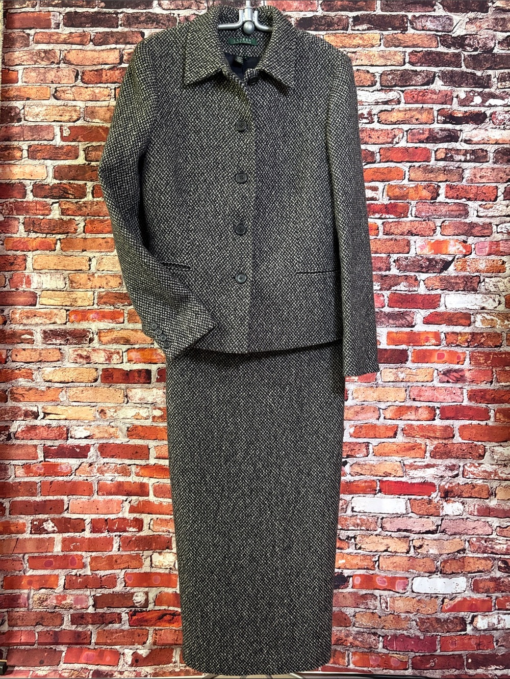Lauren Ralph Lauren Women’s Blazer & Skirt Set Black & White Herringbone 8
